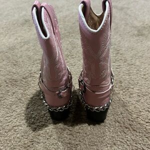 Pink Western Boots with Chain Detail